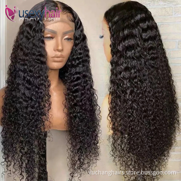 Wholesale natur black 100 human hair hd lace wig transparent Brazilian wig fashion water wave hd 13x6 lace frontal wigs